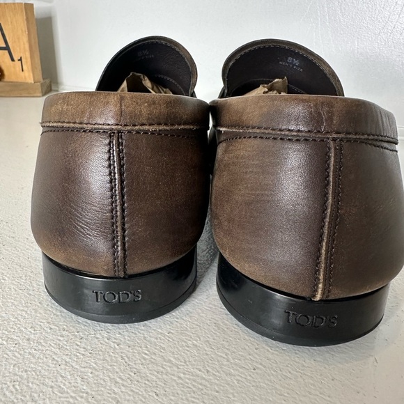 Tod’s Leather Penny Loafers – Classic Vintage-like Brown Men’s 8.5 / Women’s 10 - Picture 6 of 9